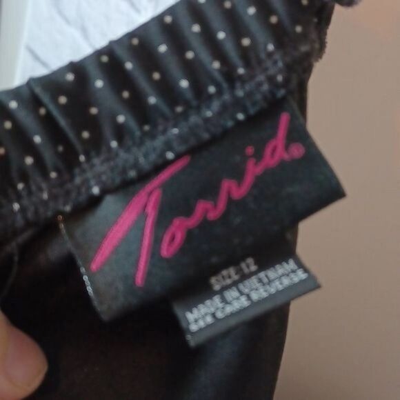 Vintage Torrid Plus Size 12 Floral and Polka Dot Dress Back Zip Pin-Up - Picture 8 of 10